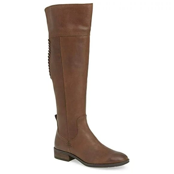 New! Vince Camuto Patamina Leather Knee High Boot Brown 10 M DD344